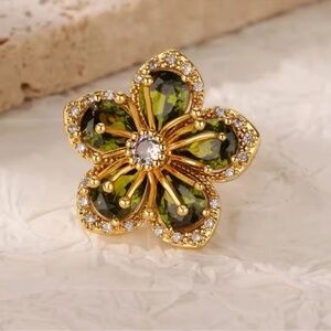 Hazel Floral Gold Adjustable Ring